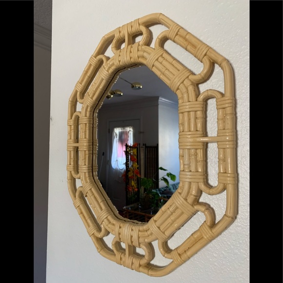 Vintage Homco Faux Bamboo Mirror - Picture 1 of 9